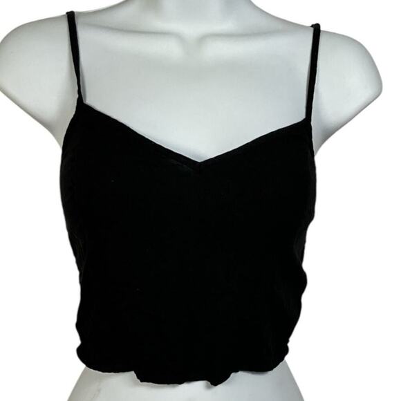 Hollister Size Small Black Crop Tank Top Adjustable Strap Smock Back Layering - Picture 1 of 10